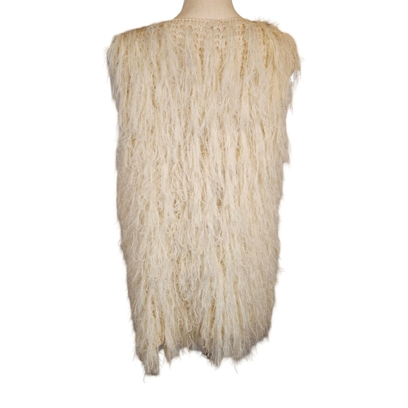 Ya Los Angeles Faux Fur Hippie Boho Style Vest, Ivory/Cream, OS - Picture 5 of 12